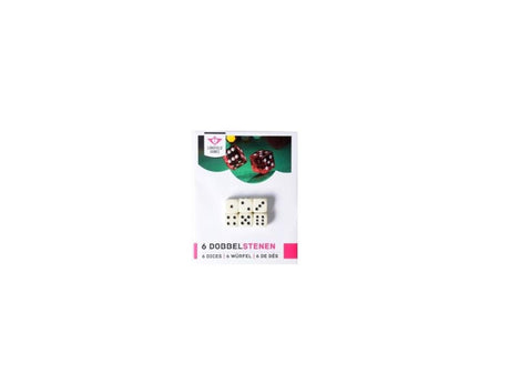 Dadi Longfield 6 pezzi – bianchi – 16 mm – confezionati su cartoncino – set di dadi per giochi da tavolo e accessori di gioco – cuore d'angelo