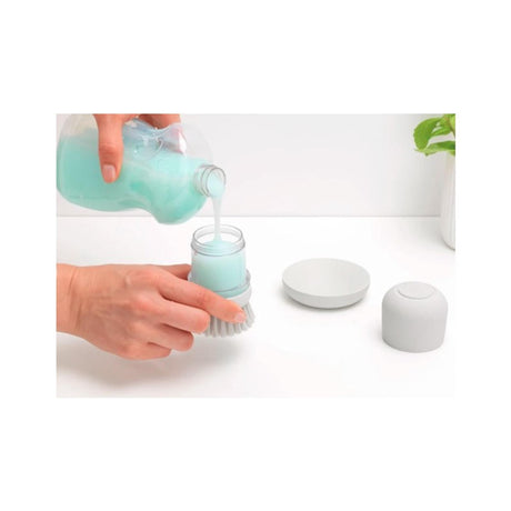 Spazzola per lavastoviglie laterale lavello Brabantia con serbatoio per sapone grigio chiaro