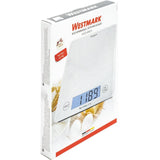Bilancia da cucina digitale Westmark con funzione tara, campo di pesatura fino a 5 kg, superficie di pesata in vetro, 23 x 18 x 1,8, vetro smerigliato, eleganza, bianco trasparente, 30332260