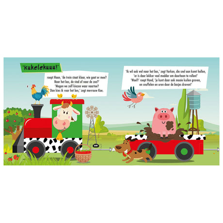 Libro Usborne sugli animali della fattoria + trenino puzzle