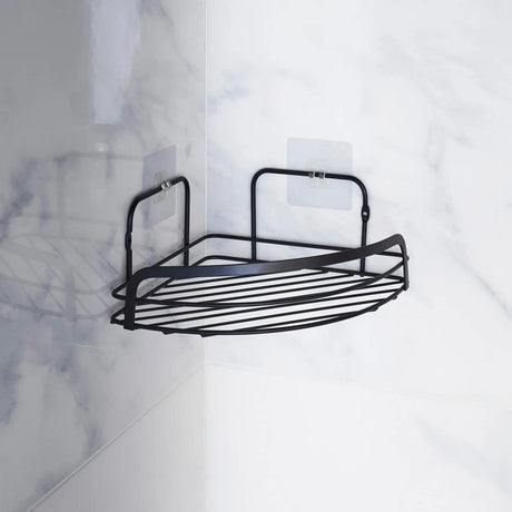 Appendiabiti angolare da bagno Wicotex in metallo con 2 strisce adesive nero 22,8x29,8x10 cm