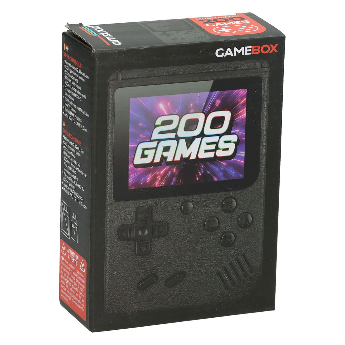 Gamebox - console di gioco portatile con 200 giochi - nera