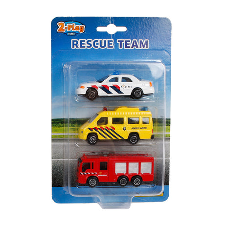 Auto d'emergenza da 2 giochi 8 cm bianca gialla rossa 3 pezzi
