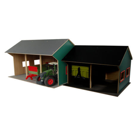 Capannone agricolo per bambini con mappamondo per 3 veicoli, 1:16