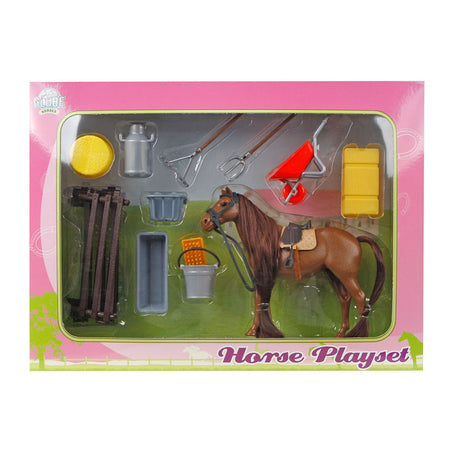 Set da gioco per bambini con mappamondo con cavallo 13 cm e accessori