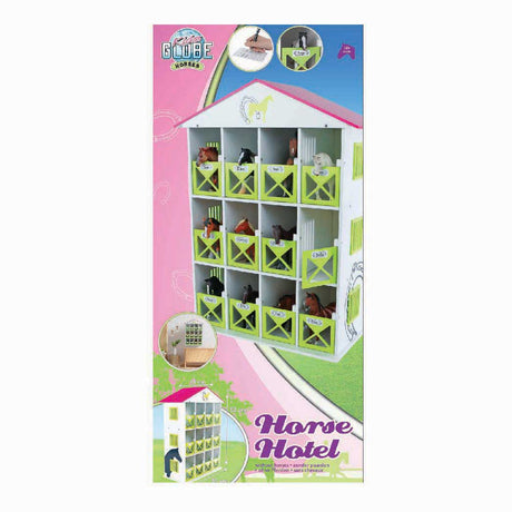 Mappamondo per bambini, hotel con scuderia per cavalli con 12 scatole 1:24 19x41x53 cm