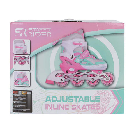 Pattini in linea Street Rider rosa verde regolabili, taglia 37-40