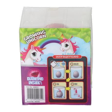 Uovo di unicorno con unicorno in crescita e diamante 8 cm 6 assortiti