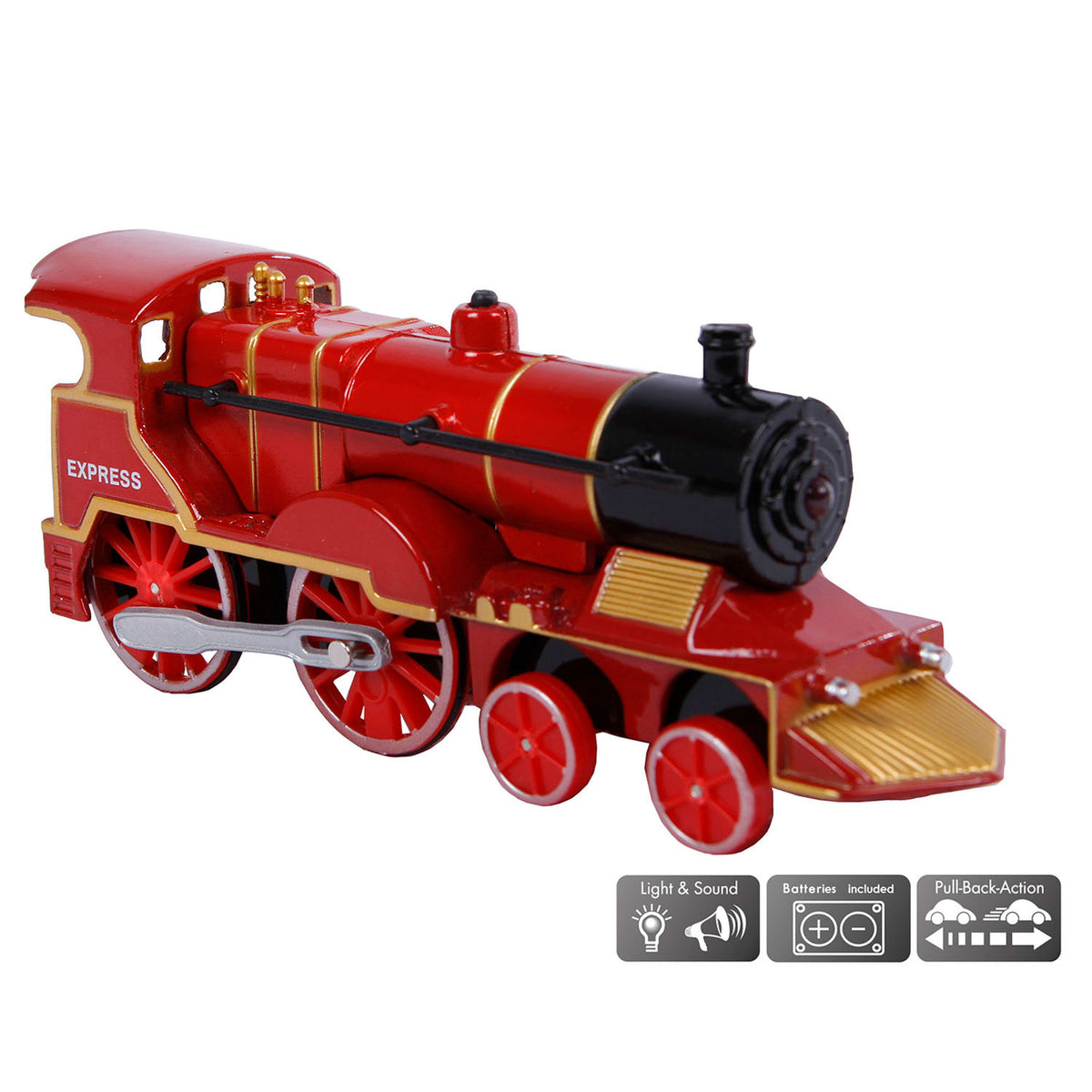 Locomotiva pressofusa a 2 giochi con luci e suoni, 14 cm