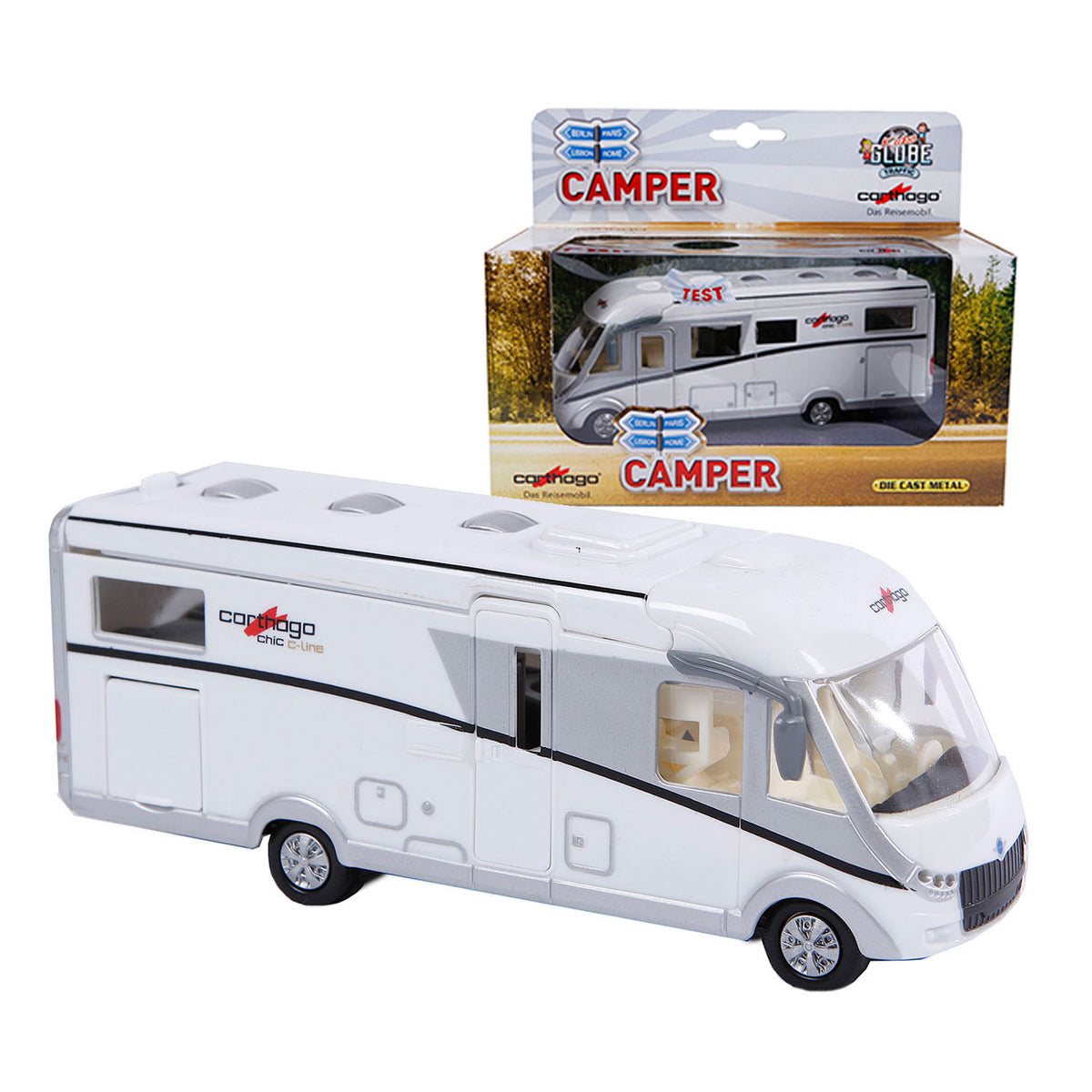 Mappamondo camper carthago pressofuso per bambini con luce, 16 cm
