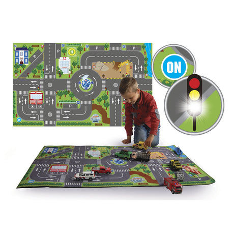 Tappetino da gioco per bambini Globe Traffic con semafori a LED