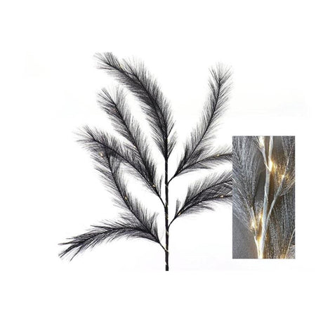 HBx ramo di erba piuma vivente naturale con illuminazione a LED 72 cm nero
