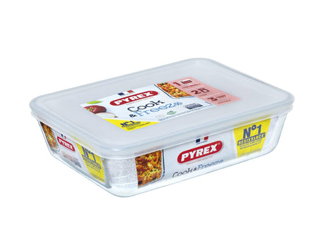 Ciotola rettangolare in Pyrex 1,5 l - cook freeze con coperchio salvafreschezza