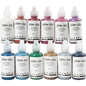 Creative Company Glitter colla vari colori, 12x25ml