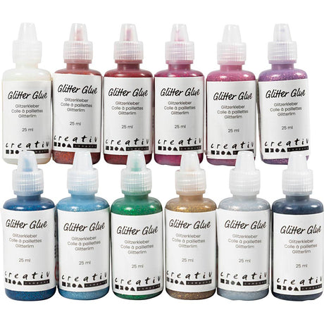 Creative Company Glitter colla vari colori, 12x25ml