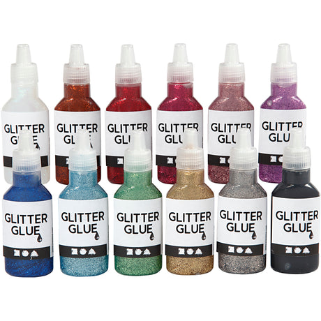 Creative Company Glitter colla vari colori, 12x25ml