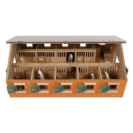 Mappamondo per bambini in legno per scuderia con 9 box per cavalli 1:32