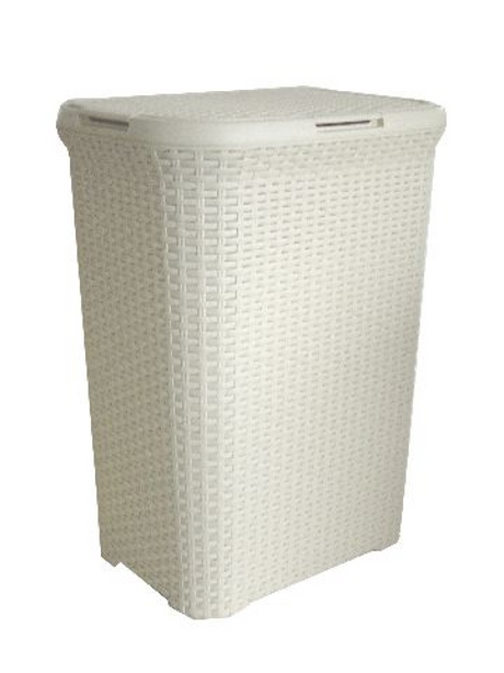 Portabiancheria Curver style con coperchio stile rattan 60 litri avorio 45x34x62 cm