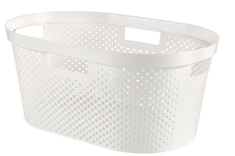 Cesto per biancheria riciclata Curver Infinity Dots 40 litri bianco 59x39x26 cm