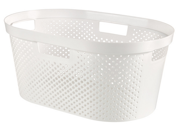 Cesto per biancheria riciclata Curver Infinity Dots 40 litri bianco 59x39x26 cm