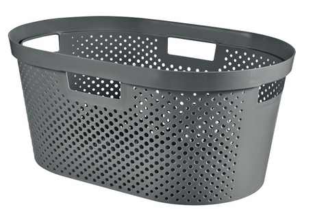 Cesto portabiancheria riciclato Curver Infinity Dots - 40 litri - 100% riciclato - grigio scuro