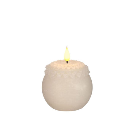 Idee candela led 4 stagioni fiore di cera crema perla ø9xh12cm