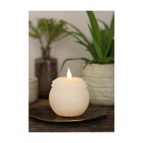 Idee candela led 4 stagioni fiore di cera crema perla ø9xh12cm