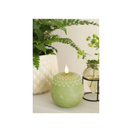 Candela led Ideas 4 stagioni fiore di cera verde perla ø9xh12cm