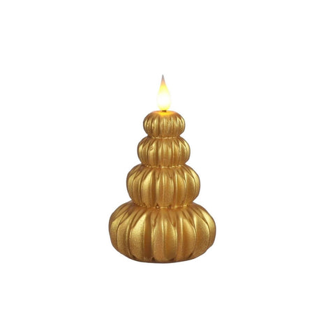 Candela led Ideas 4 stagioni albero di cera oro ø6,9xh12cm