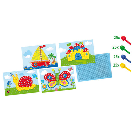 Ses creative - Tabellone per mosaico con tessere - con 100 spille colorate e 4 tessere per mosaico