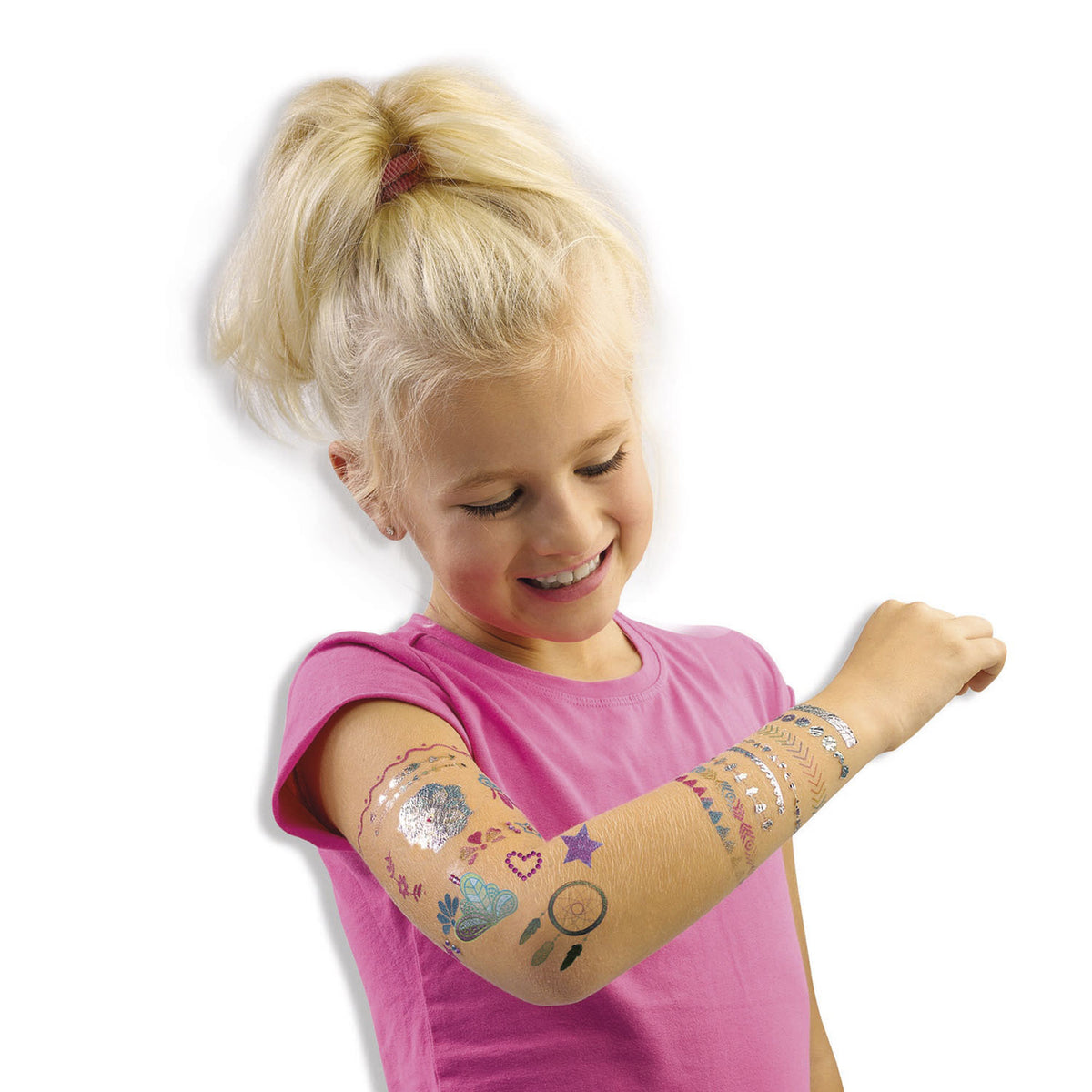 Ses creative - hobby pink - tatuaggi glamour 3 in 1 - lavoretti per ragazze - biodegradabile - da 5 anni