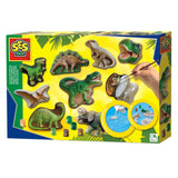 Ses creative - fusione e pittura - mondo dei dinosauri - asciugatura rapida - con stampi, gesso, vernice, pennello, spatola e spugna - lavoretti per ragazzi - giocattoli di dinosauri