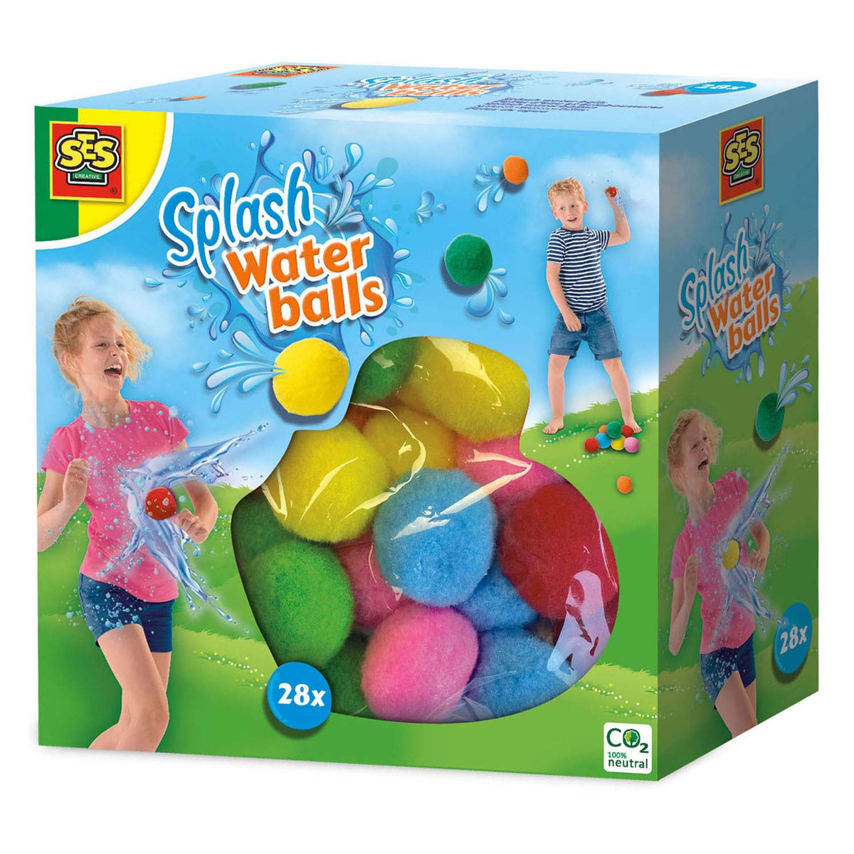 Ses creative - palline d'acqua - palloncini riutilizzabili - possono essere usati asciutti e bagnati - colori allegri - 28 palline per set - alternativa ai palloncini d'acqua - gioco estivo all'aperto - giocattoli da piscina