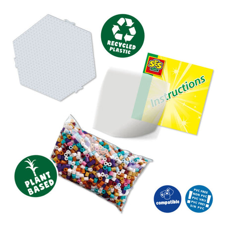 Ses creative ses green beedz - set di perline termoadesive animali della foresta