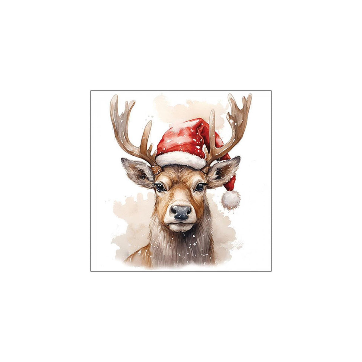 Tovaglioli Ambiente 33 cm cervo con cappello di Babbo Natale bianco