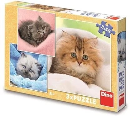 Puzzle Dinotoys - simpatici gattini - 3 x 55 pezzi