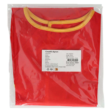 Grembiule da pittura Creall rosso medio - grembiule da pasticcio - grembiule artigianale - 5-8 anni - lavabile - qualità professionale - utilizzato nelle scuole e negli asili nido