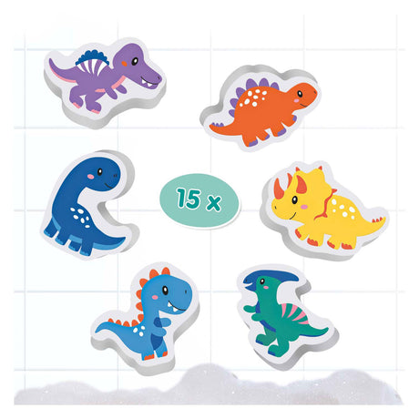 Ses creative - piccoli talenti - set dinosauri da bagno - dinosauri in schiuma - da incollare su piastrelle bagnate - stimola l'immaginazione - giocattoli da bagno sicuri - gioco creativo - giocattoli dinosauri