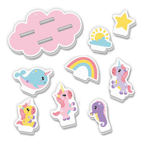 Ses creative - piccoli talenti - isola da bagno con unicorno - unicorni in schiuma - giocattoli da bagno galleggianti - stimola l'immaginazione - gioco creativo - giocattoli da bagnetto per bambini - giocattoli con unicorni