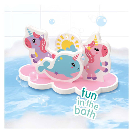 Ses creative - piccoli talenti - isola da bagno con unicorno - unicorni in schiuma - giocattoli da bagno galleggianti - stimola l'immaginazione - gioco creativo - giocattoli da bagnetto per bambini - giocattoli con unicorni