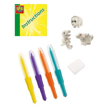 Ses creative 14295 penne a soffietto - dinosauri - set creativo per bambini dai 5 anni - decora i dinosauri con penne a soffietto - lavabile e riutilizzabile - perfetto per gli amanti dei dinosauri