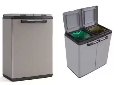 Pattumiera per rifiuti da esterno Keter split premium - 68x39x92cm - grigio nero