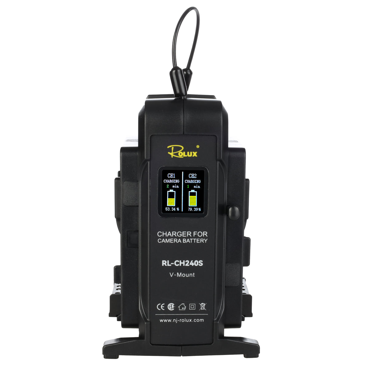 Caricabatterie rapido doppio Rolux rl-ch240s per batteria con attacco a V