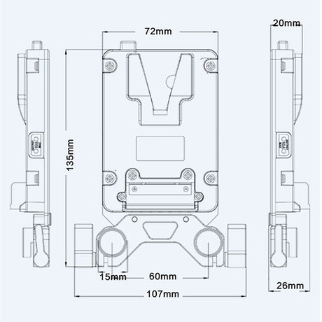 Piastra batteria Rolux mini v-mount rl-ac13s