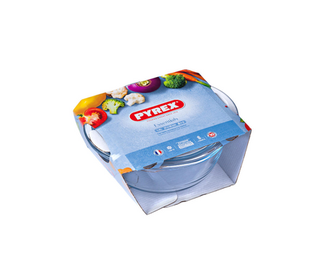 Teglia in Pyrex - teglia - 1+ 0,4 litri - rotonda - con coperchio - vetro - 21 x 18 x 10 cm