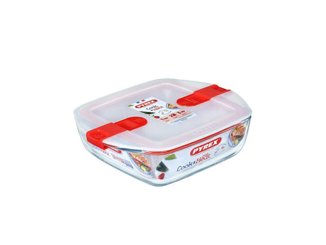 Pirofila quadrata Pyrex Cook Heat con coperchio 1l 20x17x6cm