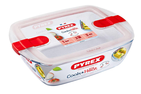 Pirofila rettangolare Pyrex Cook Heat con coperchio 1,1 l 23x15x6 cm