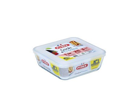 Pyrex Cook Freeze Ciotola quadrata in vetro con coperchio 2l 20x22cm