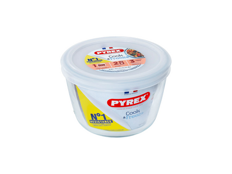 Ciotola rotonda in Pyrex da 0,6 l (ø 12 cm) con coperchio salvafreschezza