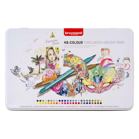 Set di pennelli fineliner Bruynzeel Creatives da 48 colori